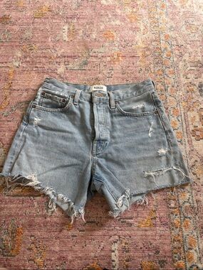 AGOLDE Light Wash Distressed Denim Cutoff Shorts